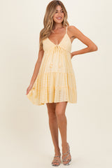 Lemon Eyelet Embroidered V Neck Maternity Sundress