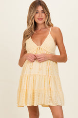 Lemon Eyelet Embroidered V Neck Maternity Sundress