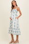 Cream Floral Square Neck Maternity Midi Dress