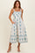 Cream Floral Square Neck Midi Dress