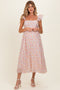 Blush Floral Ruffle Strap Maternity Midi Dress