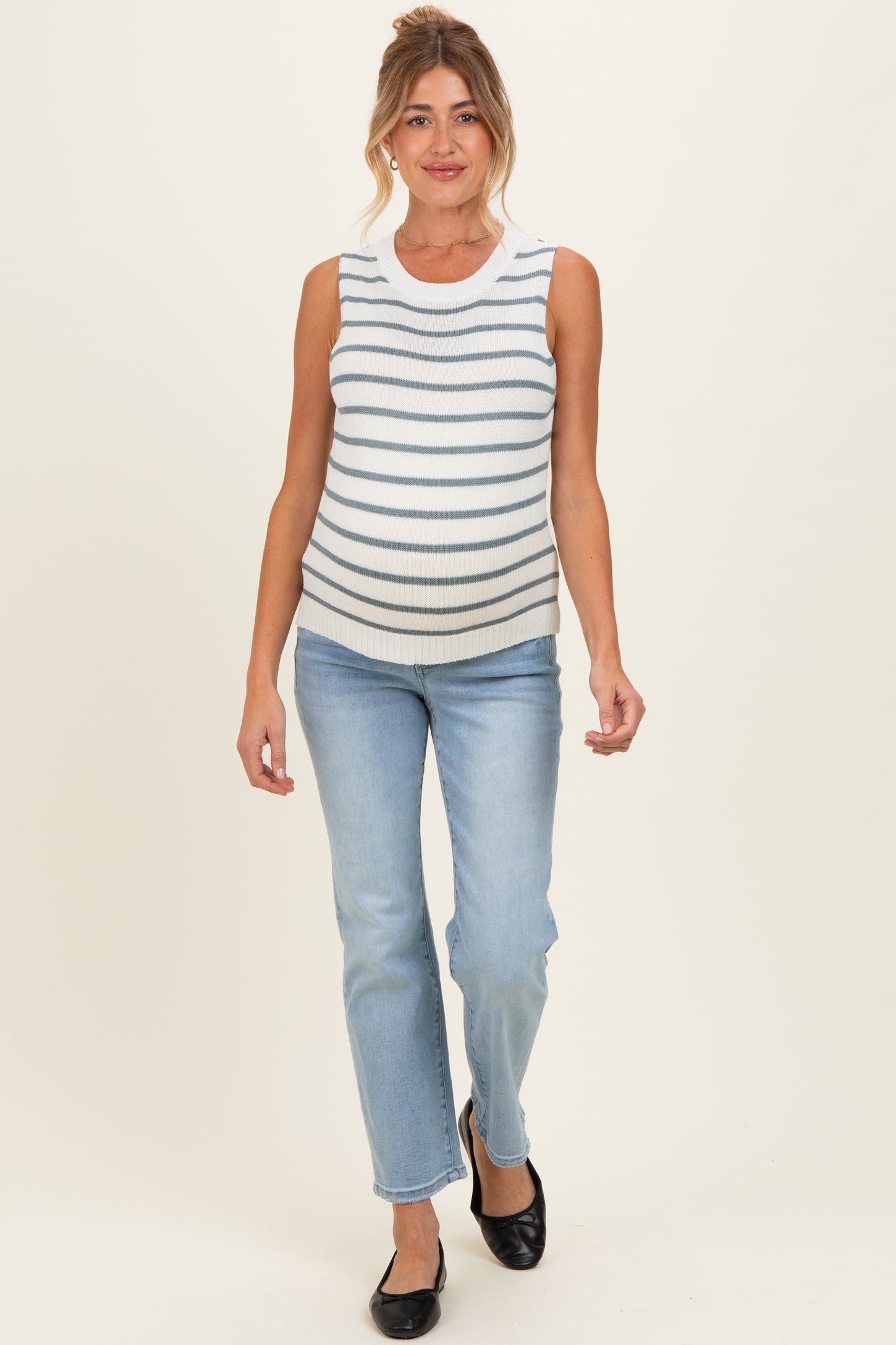 Slate Striped Knit Maternity Tank