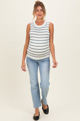 Slate Striped Knit Maternity Tank