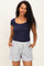 Grey Floral Print Side Stripe Maternity Shorts