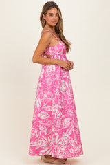 Pink Floral Printed Maxi Dress