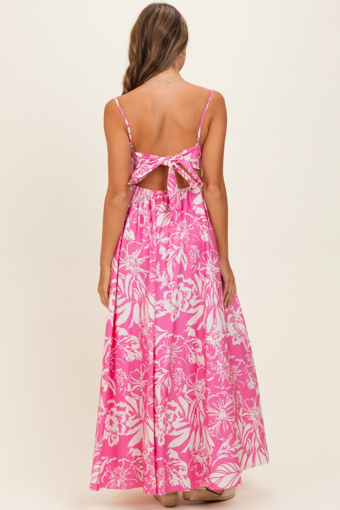 Pink Floral Printed Maxi Dress