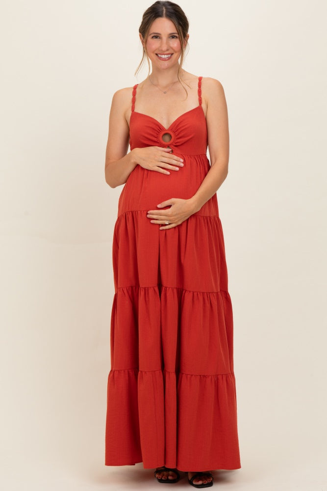 Terracotta Cutout Maternity Maxi Dress