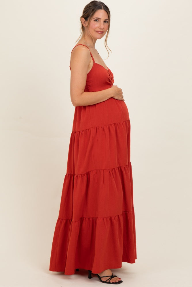 Terracotta Cutout Maternity Maxi Dress