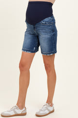 Dark Distressed Maternity Denim Bermuda Shorts