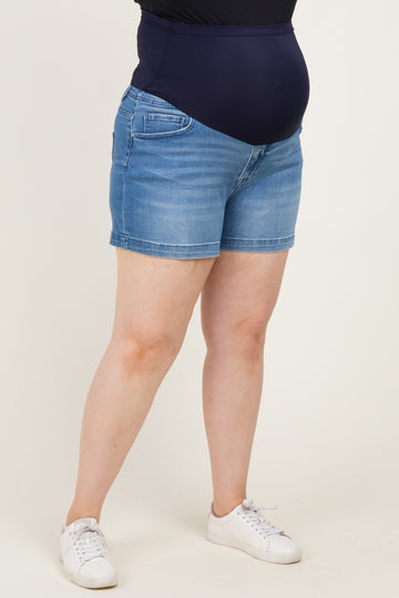 Blue Classic Wash Maternity Plus Denim Shorts