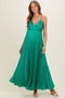 Green Polka Dot Pleated Cutout Maternity Maxi Dress