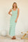 Green Striped Ribbed Sleeveless Maxi Dress
