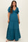 Teal V-Neck Smocked Tiered Maternity Maxi Dresses