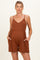 Brown Ribbed Knit Babydoll Maternity Romper
