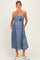 Denim Button Down Maternity Midi Dress
