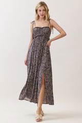 Purple Print Detailed Maxi Dress