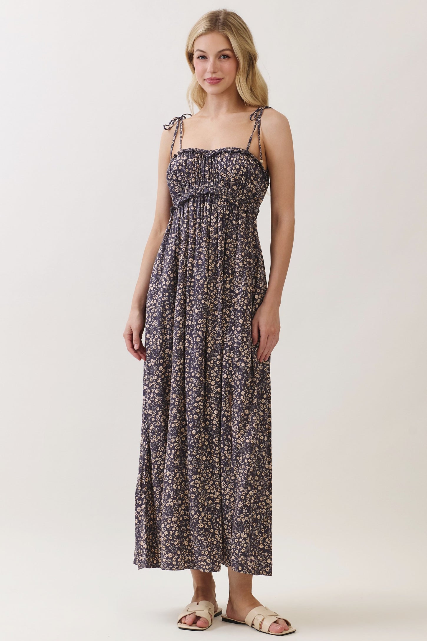Purple Print Detailed Maxi Dress