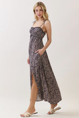 Purple Print Detailed Maxi Dress