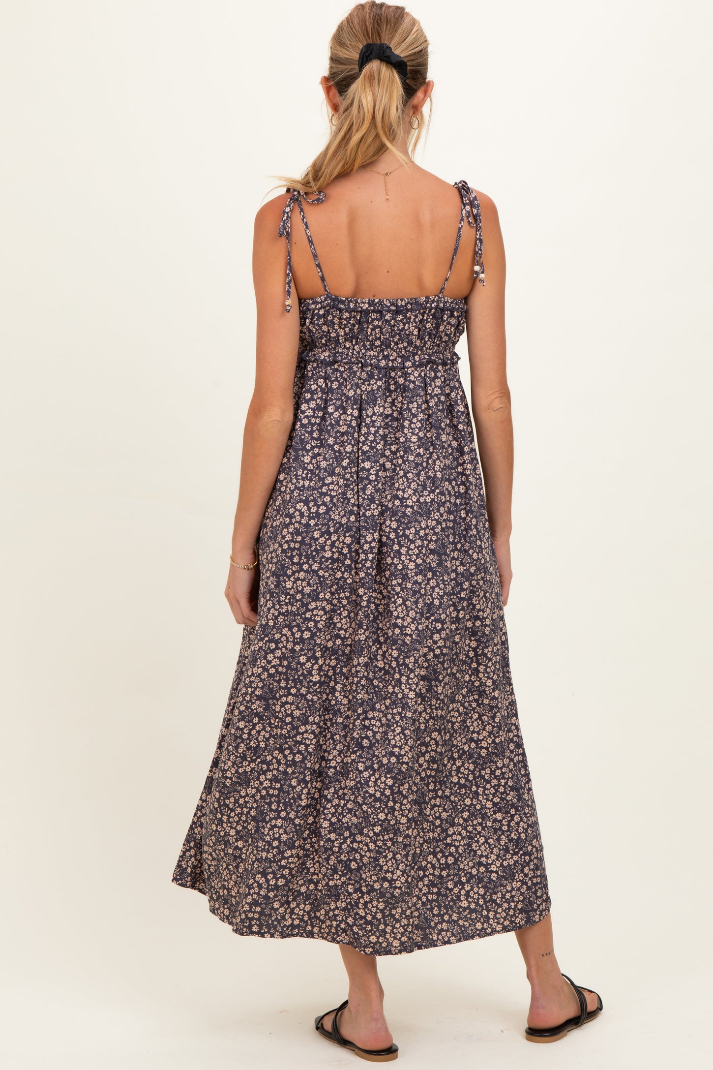 Purple Print Detailed Maternity Maxi Dress
