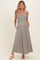 Olive Striped Smocked Shoulder Tie Maternity Midi Dress