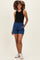 Navy Embroidered Trim Maternity Shorts