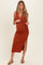 Rust Sleeveless Wrap Maternity Midi Dress