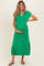 Green Stitch Detail Collared Maternity Midi Dress