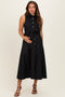 Black Button Up Sleeveless Maternity Midi Dress