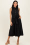 Black Button Up Sleeveless Midi Dress
