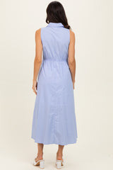 Chambray Button Up Sleeveless Midi Dress
