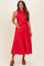 Red Button Up Sleeveless Maternity Midi Dress