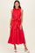 Red Button Up Sleeveless Midi Dress