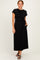 Black Side Tie Short Sleeve Midi Dress