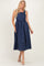 Navy Polka Dot Sleeveless Midi Dress