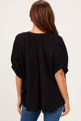 Black Textured Stripe Oversized Blouse