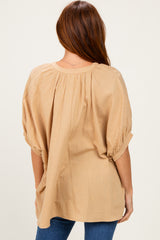 Taupe Textured Stripe Oversized Blouse
