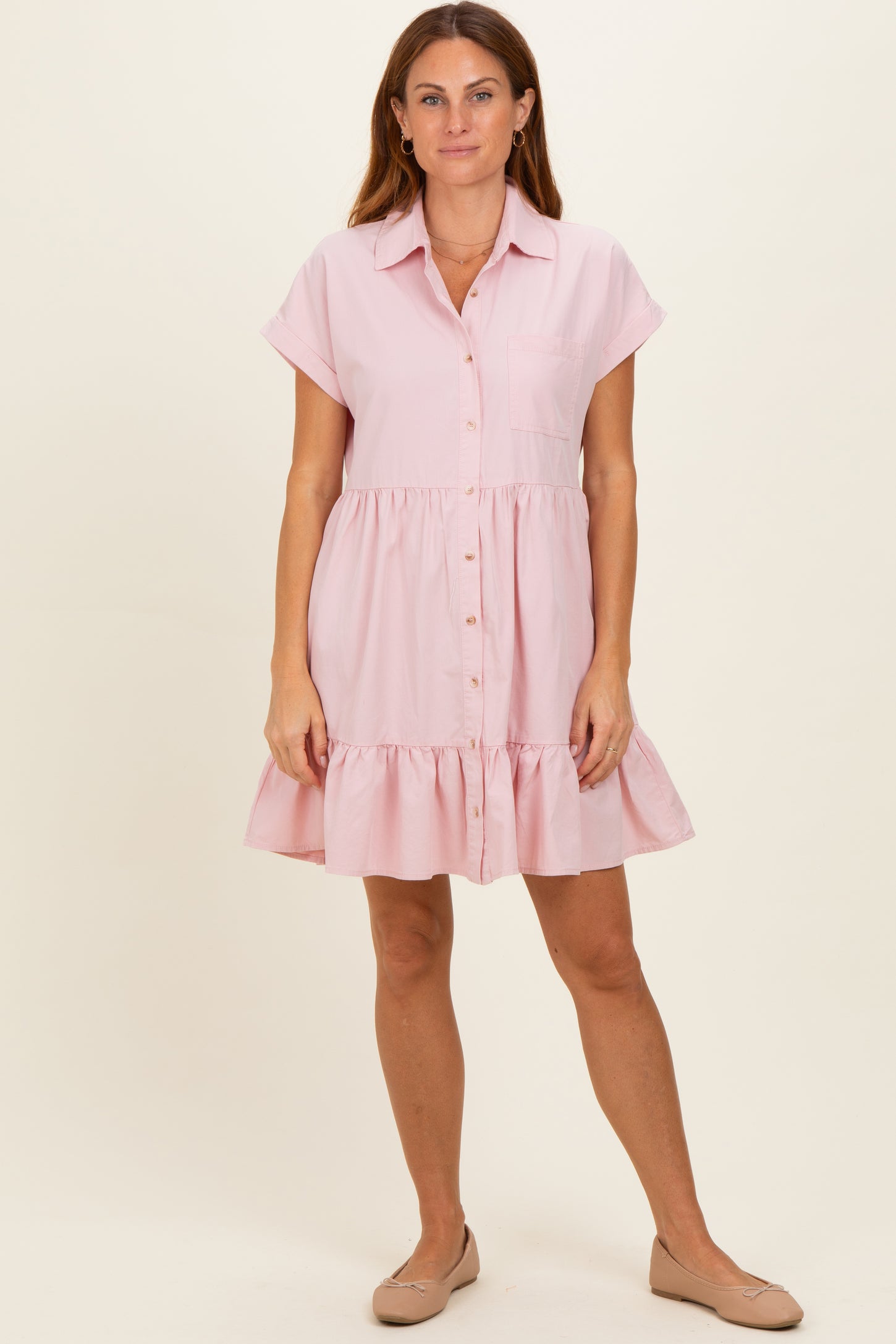 Rose Quartz Button Down Mini Dress