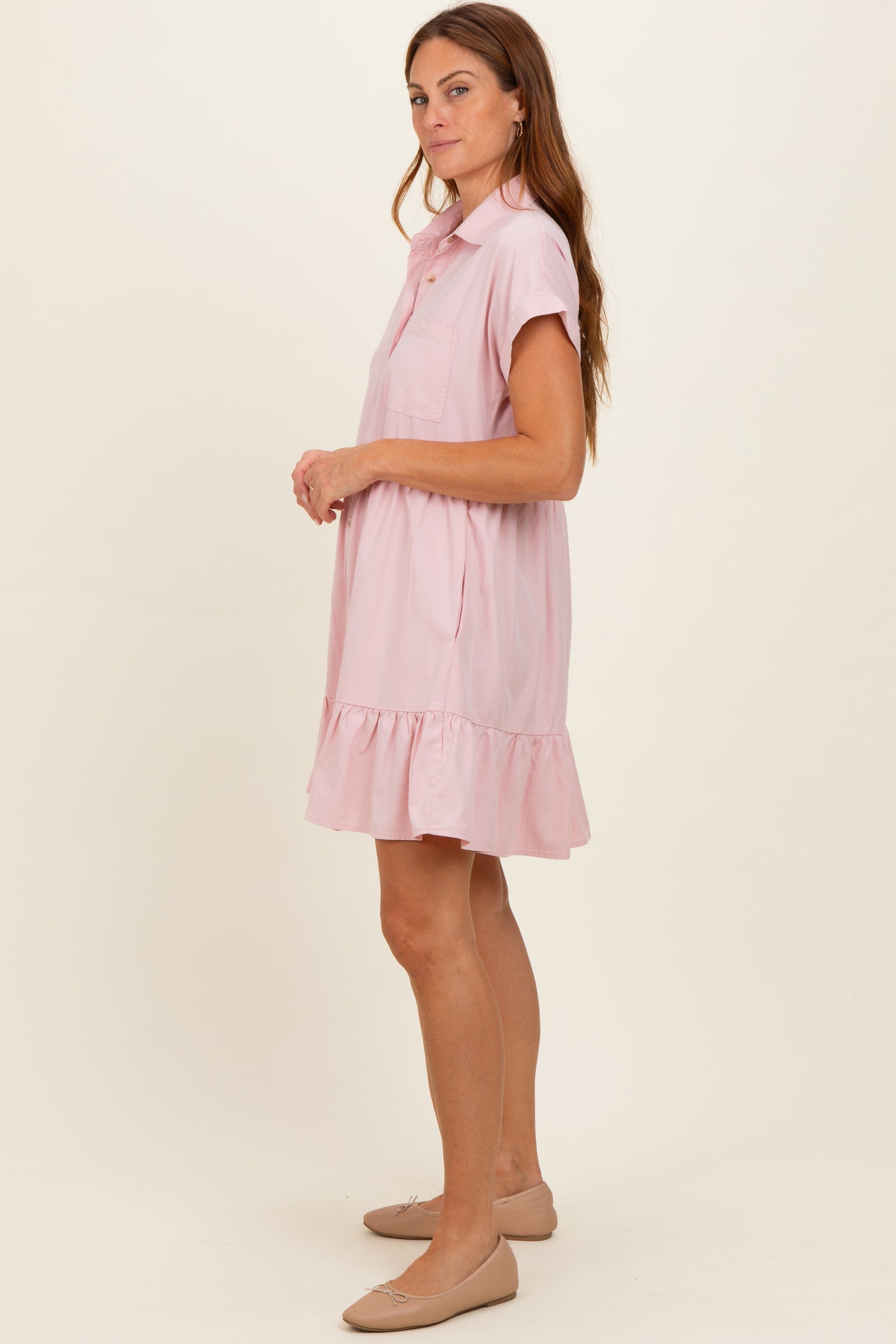 Rose Quartz Button Down Mini Dress
