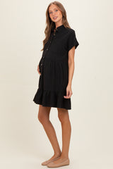 Ash Black Button Down Maternity Mini Dress