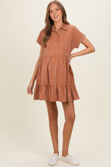 Clay Button Down Maternity Mini Dress