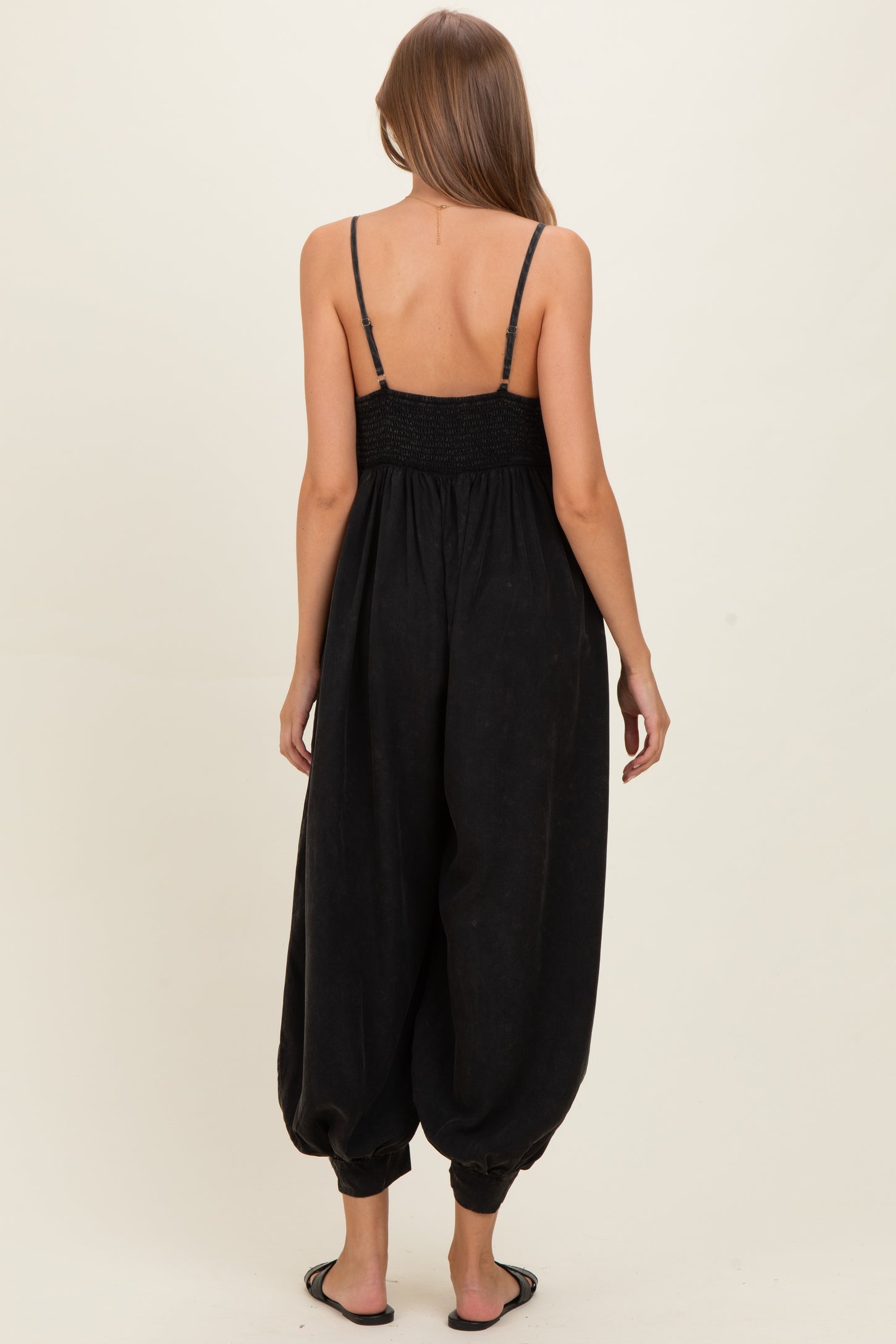 Ash Black Mineral Wash Sleeveless V-Neck Maternity Jumpsuit
