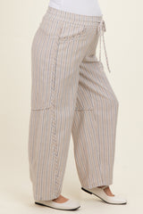 Coconut Washed Striped Maternity Pants