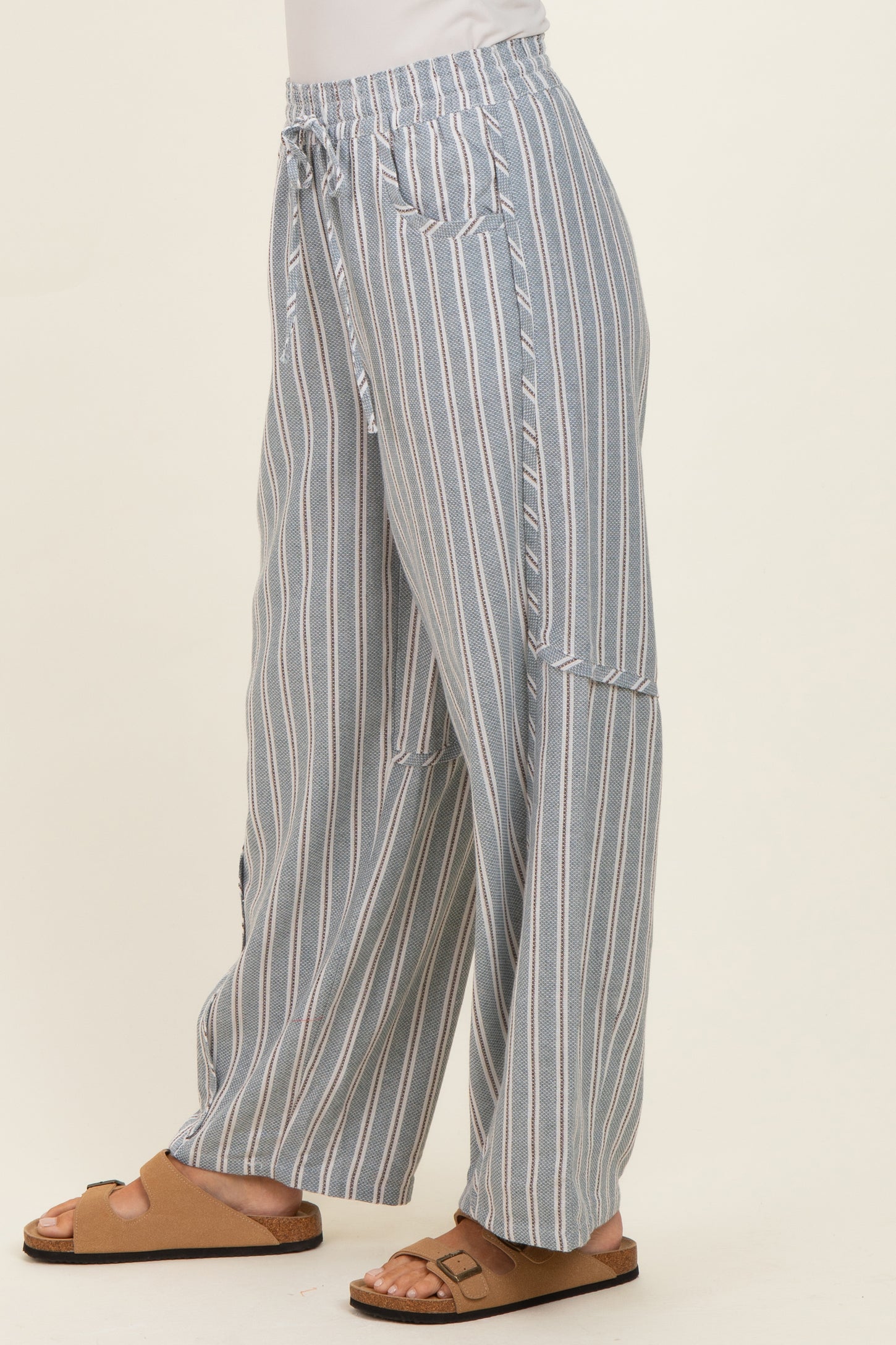 Seafoam Washed Striped Pants