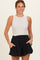Black Soft Washed Elastic Waist Shorts