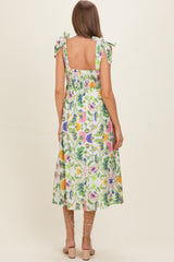Lemongrass Floral Shoulder Tie Maternity Midi Dress