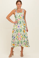 Lemongrass Floral Shoulder Tie Maternity Midi Dress