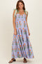 Lavender Floral Sweetheart Neckline Smocked Maxi Dress