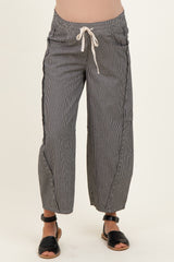 Black Striped Relaxed Fit Maternity Pants