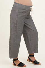 Black Striped Relaxed Fit Maternity Pants