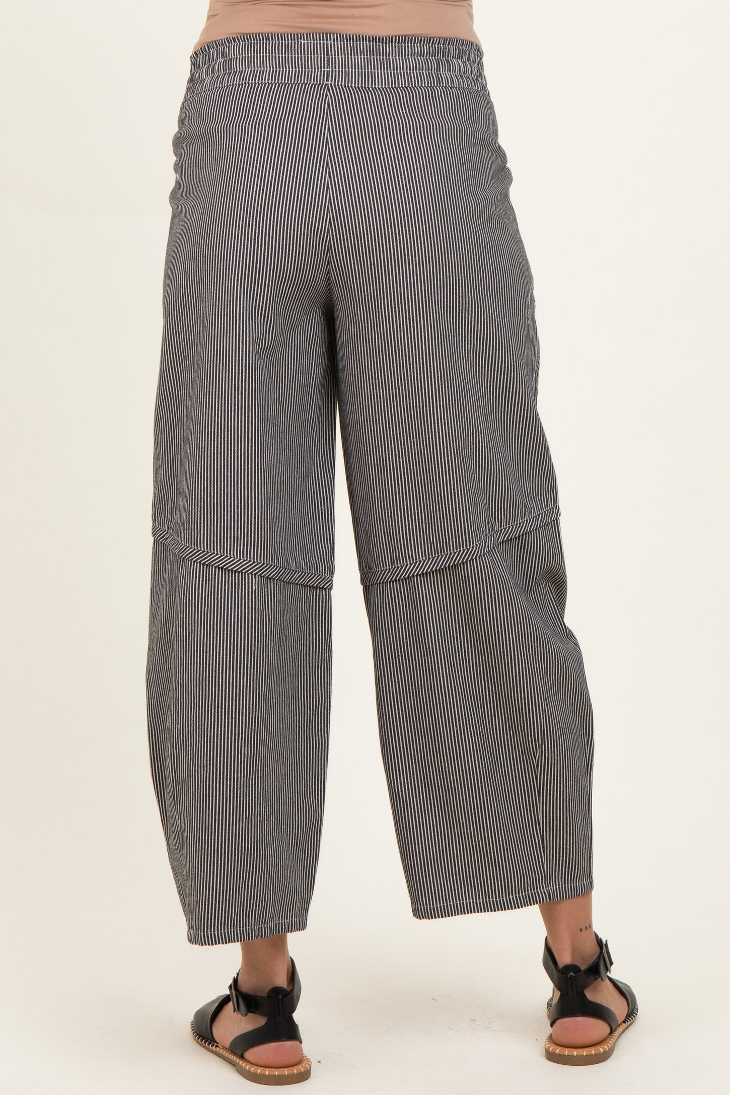 Black Striped Relaxed Fit Maternity Pants